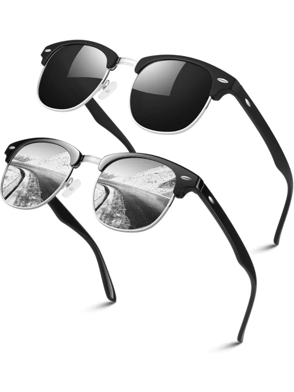 Polarized Half Frame Sunglasses for Men & Women | Retro UV Protection Shades